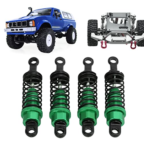 RC Shock Absorbers, 4Pcs 64 mm Metal Shock Absorber Damper with Shock Mount Aluminum Alloy Adjustable Remote Control Car Shock Absorber Oil Damper (Green) - size: Green
