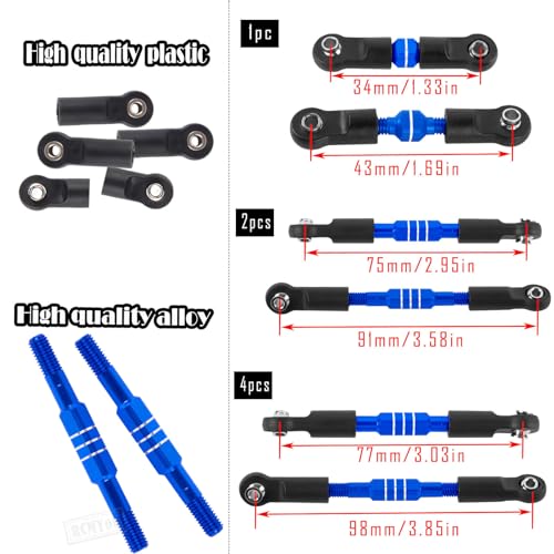 Upgrades Part for 1/10 Slash 4x4 VXL,Alloy Suspension Arm,Shock Absorber,Caster Block,Steering Blocks,Stub Axle Carriers,Steering Bellcranks,Shock Tower,Body Mounts,Drive Shaft,Links,Navy Blue - color: Navy Blue - (1 Set)