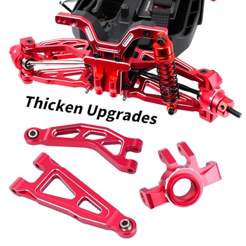 Aluminum Front & Rear Suspension with Steering Knuckles & Rear C-Hubs Upgrade Parts for ARRMA 1/14 Typhon Grom 1/18 Granite Grom (Red) - color: Red