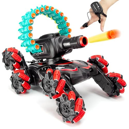 RC Stunt Remote Control Car,Fits for Nerf,Cars for Kids,RC Crawlers,Stunt Remote Control Car Tank for Boys, RC Cars for Kids,360°Battle Tanks,for Boys Ages 8-12 Gift(red-2.0)