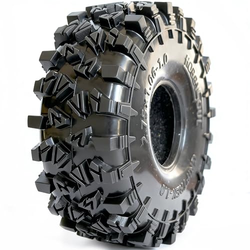 HOBBYSOUL 70mm Griptrek RC 1.0" Crawler Tires 4-Pack for SCX24 TRX4M | Super soft sticky mud tires, For 1/24 SCX24 & 1/18 TRX4M High Trail micro RC crawlers Upgrades - size: 1.0 tires - 70mm Tall