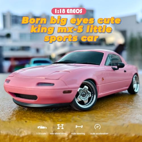 LD1804 RC Drift Car 1:18 Scale Mini MX-5 RWD 2.4GHz Miata RC Vehicles with Gyro and LED Lights for Adults Hobby Toys (Pink) - color: Pink