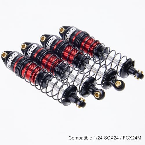 40MM Oil Shock Absorbers Upgrade Compatible with 1/24 RC Crawlers | Fits Axial SCX24 / FCX24 - Oil Damper Upgrade - Red - color: Black/Red