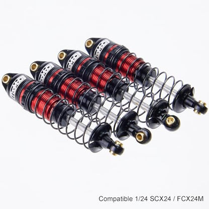 40MM Oil Shock Absorbers Upgrade Compatible with 1/24 RC Crawlers | Fits Axial SCX24 / FCX24 - Oil Damper Upgrade - Red - color: Black/Red