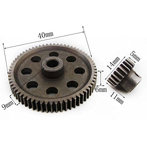 11184 & 11181 Differential Steel Metal Super Gear Main Gear 64T & Motor Gear 21T Combo for RC HSP 1/10 Car Truck