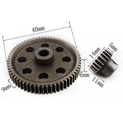 11184 & 11181 Differential Steel Metal Super Gear Main Gear 64T & Motor Gear 21T Combo for RC HSP 1/10 Car Truck