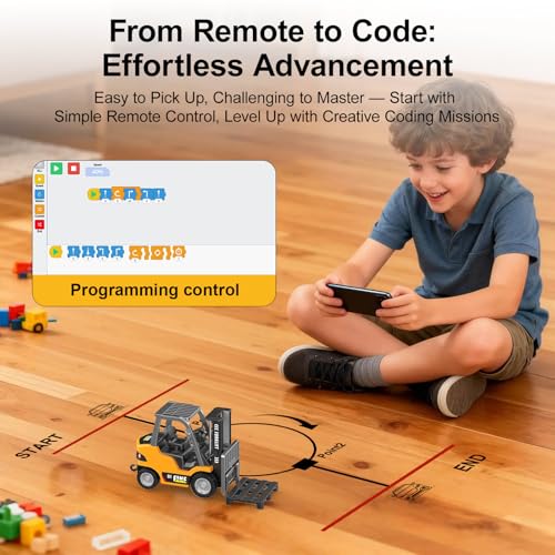 mini RC Forklift Toy Remote Control Crane 2 in 1 Construction Truck | 1:64 Die-cast alloy forklift model with remote/APP controls. STEAM building kit rechargeable power about 1 hour of playtime - style: mini Forklift