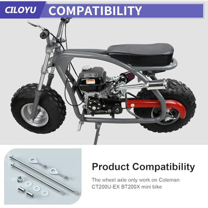 CT200U-EX 14mm 290mm Rear Wheel Axle Kit 300mm Mini Bike Front Axle | Mini Bike Front and Rear Axle Compatible with Coleman BT200X 196CC 200CC Minibike Parts 15mm Chain Adjuster - size: 290mm rear axle + 300mm front axle