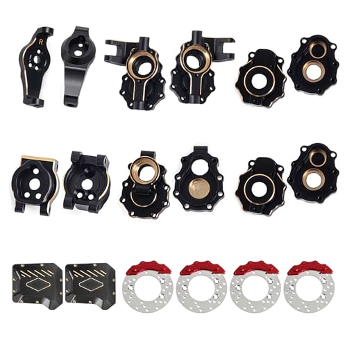 1.3lb AMK TRX4 Brass Kit Black Coating Diff Cover C-Hub TRX6 Portal Housing Steering Knuckles Front Axle Weights with Brake Disc for 1/10 RC Crawler TRX4 Upgrades(Front+Rear) - color: Front+rear