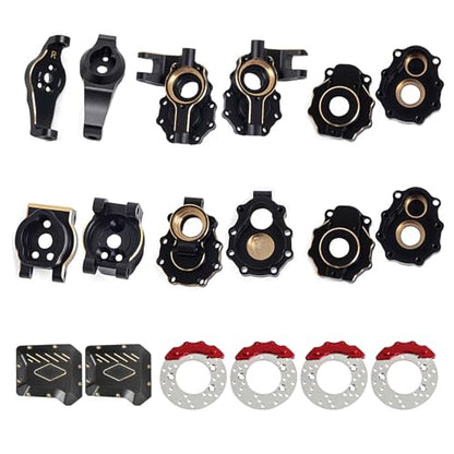 1.3lb AMK TRX4 Brass Kit Black Coating Diff Cover C-Hub TRX6 Portal Housing Steering Knuckles Front Axle Weights with Brake Disc for 1/10 RC Crawler TRX4 Upgrades(Front+Rear) - color: Front+rear