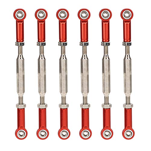 Drfeify 6Pcs Aluminum Alloy Adjustable Push Rods, Turnbuckle Rod Linkage Accessories with 5 Colors, for RC Car Series Upgrade (Red) - color: Red