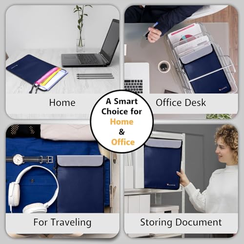 Upgraded Two Pockets Fireproof Document Bag (2000℉), 15”x 11” Fire Proof Bag for Documents with Zipper, Waterproof Document Pouch for Valuables, Legal Documents Safe Storage (Blue) - color: Blue