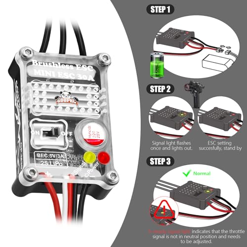 GOUPRC Upgarde Transparent 2204 2400KV Brushless Outrunner Motor with Mount & 30A Brushless ESC Combo Kit for SCX24 Axial 1/24 Remote Control Crawler Truck Car - color: Clean Mount 3pcs