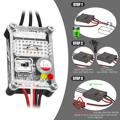 GOUPRC Upgarde Transparent 2204 2400KV Brushless Outrunner Motor with Mount & 30A Brushless ESC Combo Kit for SCX24 Axial 1/24 Remote Control Crawler Truck Car - color: Clean Mount 3pcs