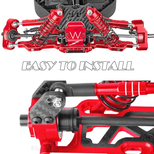 RC Aluminum Upgrades Part for 1/8 Typhon 6S BLX,1/7 Felony/Mojave/Infraction/Limitless 6S BLX,Front Knuckles Steering Blocks &Rear Hub Stub Axle Carriers Hops Up,Red - color: Red - (Upgrades)
