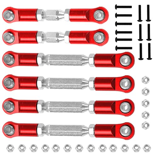 Metal Turnbuckles Rod Camber Links Steering Linkage Tie Rods Pull Rod Compatible with Arrma Granite 4X4 Senton 4X4 Mega550 1/10 RC Car (Red) - color: Red