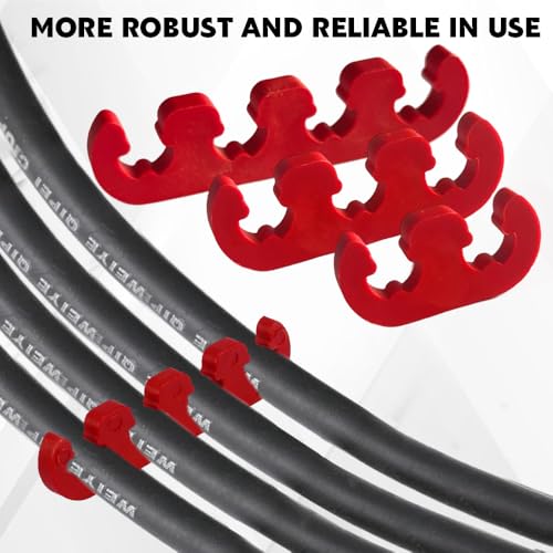 12PCS Spark Plug Wire Separator, Car Engine Spark Plug Separators, 7mm 8mm 8.5mm 8.8mm Engine Spark Plug Wire Loom, 2/3/4 Holes Separator Holder Replacement for Vehicle Ignition Wires (Red) | 7mm 8mm 8.5mm 8.8mm Car Engine Spark Plug Wire Loom, 2/3/4 Hole