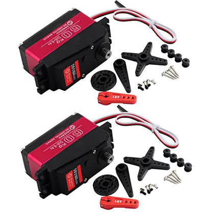 2pcs DS5160SSG 60kg Digital Servo Metal Gear Large Torque High Speed Robotics Waterproof RC Car Servo 270 Degree with 18T Aluminum Servo Arm