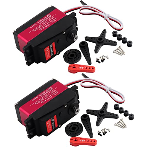 2pcs DS5160SSG 60kg Digital Servo Metal Gear Large Torque High Speed Robotics Waterproof RC Car Servo 270 Degree with 18T Aluminum Servo Arm