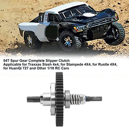 54T Spur Gear Complete Slipper Clutch, Aluminum Steel Differential Assembly for Traxxas Slash 1/10 RC Cars, Easy Install, Stable Performance, Sturdy Upgrade Part (Silver)