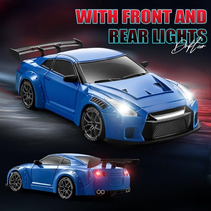 RC Drift Car, 1:24 Remote Control Car for Kids, 20KM/H 4WD High Speed RC Cars with Lights, Extra Racing Tires, Vehicle for Adults Boys Girls - color: S815 Blue