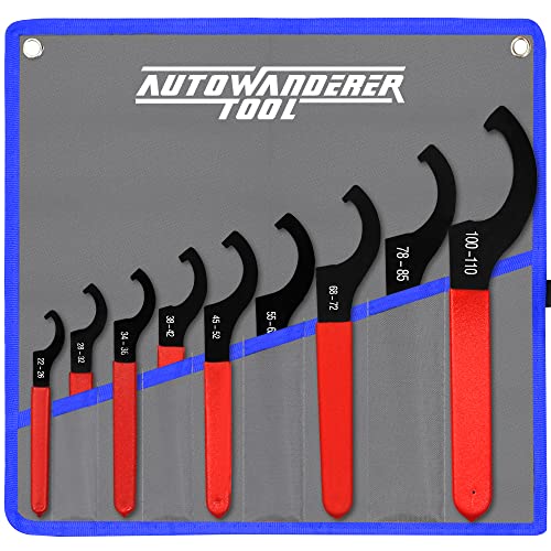 9Pcs Coilover Spanner Wrench Set, Adjustable Shock Wrench Universal Carbon Steel Spanners for Most Coil Over Shock Adjustments (Blue) - color: Blue