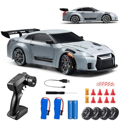 1/24 4WD RC Drift Car, 2.4GHz 20KM/H High Speed Remote Control Racing Car with Drifting Tires, Gift for Kids Adults - color: White