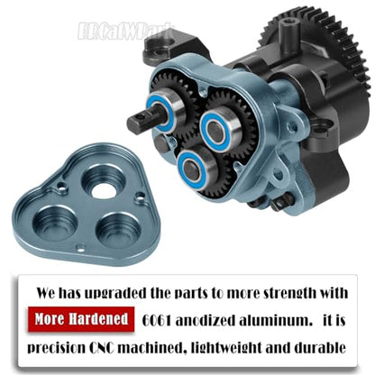 Aluminum Transmission Gearbox with Metal Internal Gears and Bearings Upgrades Part for 1/10 TRX4 TRX6 RC Crawler Car,2 Speed Transmission Gearbox,Titanium/Black - color: Titanium & Black - (Gearboxs)