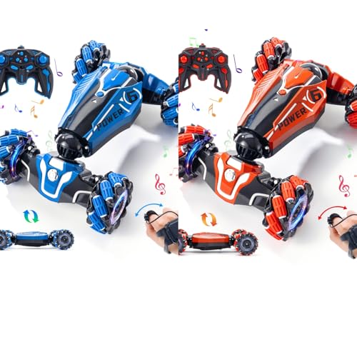 RC Stunt Car, 2.4 GHz 4WD Drive Remote Controlled Gesture Sensor Toy Car, Hand Remote Control car with 360° Flipping Light and Music, Toys for