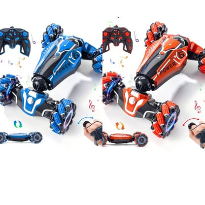 RC Stunt Car, 2.4 GHz 4WD Drive Remote Controlled Gesture Sensor Toy Car, Hand Remote Control car with 360° Flipping Light and Music, Toys for