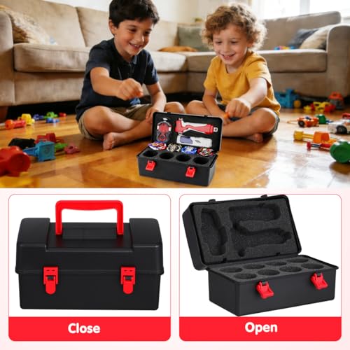 Sewroro Storage Case Battling Top Storage Box with Handle Dividers and Liners Portable Gyro Organizer for Spinning Top Accessories Travel Toy Carrying Case for Kids