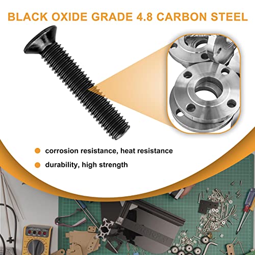 VIRGUE 870Pcs M3 Flat Head Phillips Machine Screws Black, M3 x 4/5/6/8/10/12/16/20/25/30mm Countersunk Metric Machine Screws Assortment Kit - size: M3 Phillips