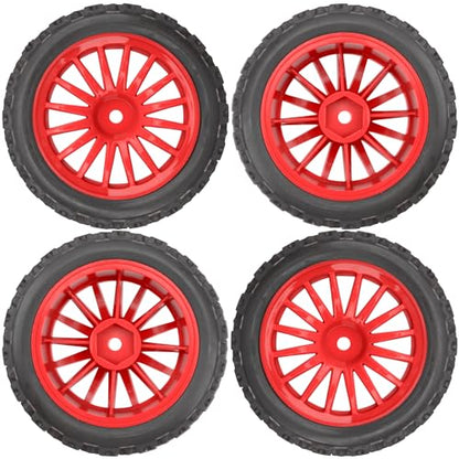4Pack Vgoohobby OD2.83in 1/10 On Road Rubber Tires w/Nylon Wheel Rims 12mm Hex Compatible with HSP HPI Redcat Tamiya Traxxas 1/10 RC On Road Racing Touring Car (Red) - color: Red