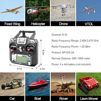 HAWK'S WORK Flysky FS-i6X 10Ch Transmitter with FS-iA10B Receiver, 2.4GHz RC Controller for RC Car Boat Airplane Helicopter Drone Robot & Construction Vehicle (Mode 2) - size: i6X+iA10B