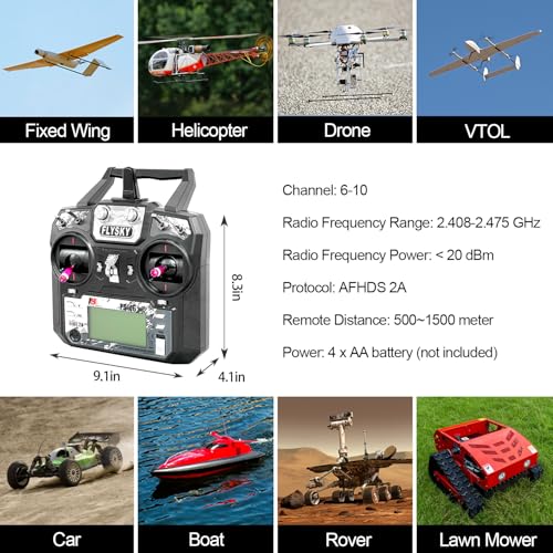 HAWK'S WORK FS-i6X 10 Ch Transmitter, 2.4GHz RC Controller with FS-iA6B Receiver for Drone Multirotor Airplane Helicopter Car Tank Boat (i6X+ iA6B) - size: i6X+iA6B