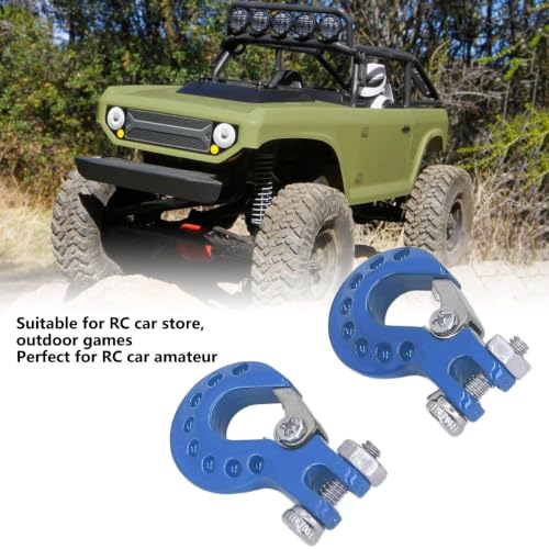 RC Car Tow Hook and Trailer Chain Set, Metal Recovery Style Scale Accessory for 1/10 RC Crawler SCX10 D90 D110 TF2 TRX4 - color: Blue