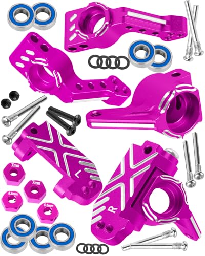 RC Caster Block Set Upgrades Part for 1/10 2WD Slash/Rustler/Stampede 2WD/Bandit 2WD VXL,Aluminium Left Right Caster Blocks,Front Steering Block,Rear Stub Axle Carriers,Pink