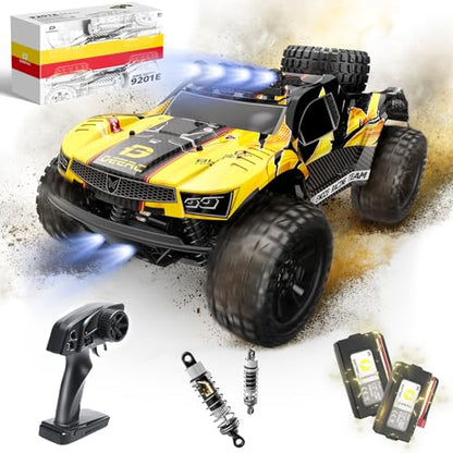 DEERC 9201E 1:10 RC Truck for Adults & Boys, 48 KPH 4WD Short Course RC Car | Functional Spare Tire, LED Lights, Metal Dog Bone, 2 Batteries, 40 Min, Hobby Grade All Terrain Remote Control Truck