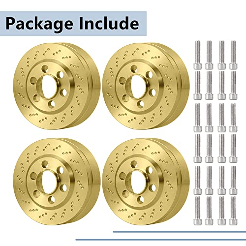 MORLORDY 4PCS RC Brass 2.2 Beadlock Wheels Weights for 1/10 Scale SCX10 D90 Wraith 90048 90018 RR10 RC Wheel Weights Accessories - size: 2.2 Inch