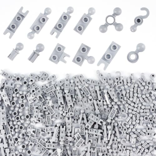 Plate 1x2 Ball Joints Socket - 250pcs Connector Classic Briks Bulk Parts and Pieces Sets, Towball Pins Building Blcok Accessories Light Gray - color: Light Gray