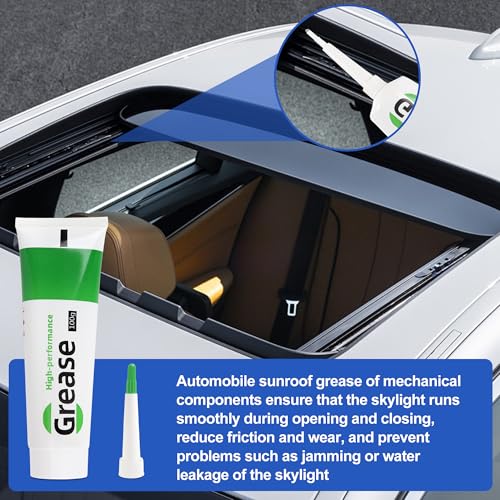 Automobile Sunroof Grease 3.53 oz | Grease for Car Sunroof, Hinge, Seat Slide - Lubricates & Reduces Noise, Includes Cloth, Applicator & Brush