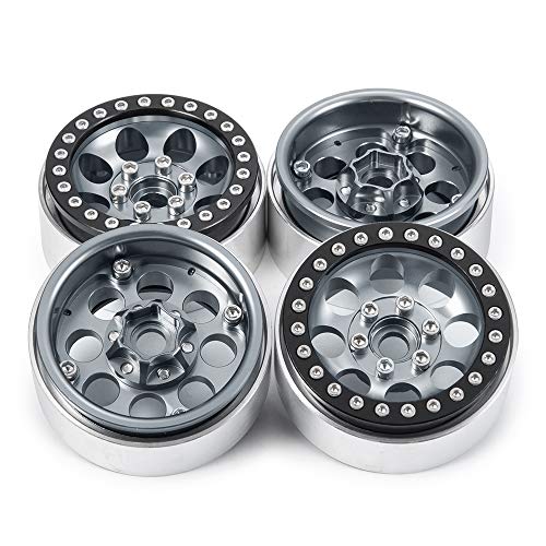 RCLIONS 4PCS Aluminum 1.9" Beadlock Wheel Rim for 1/10th Axial SCX10 TRX4 | Upgrade for SCX10-II,III,Redcat Gen7,Gen8,RC Crawler Car Parts