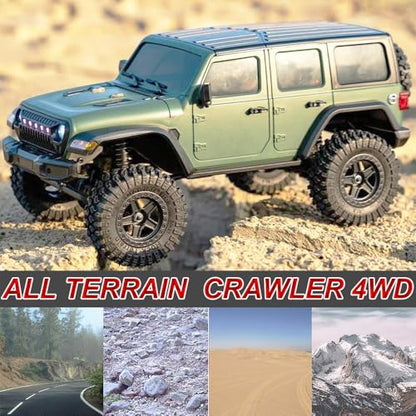 WPLDEWAN 1/18 RC Crawler RC Jeep Remote Control Truck Off Road RC Rock Crawler 4x4 RTR All Terrain 370 Brushed Motor 2.4GHz Fully Proportional 3 Range Speed Upgrade Chassis Model Hobby Toy for Adult