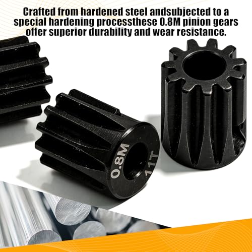 3-Pack Steel Metal 0.8M 5mm Pinion Motor Gear Sets 11T Compatible with HPI Kyosho Losi Axial Tamiya 1/8 1/10 RC Car Monster Truck Buggy, 0.8 Module Gear for Traxxsa Arrma - style: 3Pcs 11T