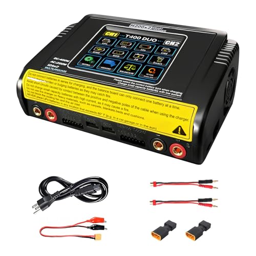 LiPo Battery Charger Dual RC Battery Charger Discharger Touch Screen Fast Balance Charger AC 200W DC 400W 12A for 1-6S LiPo LiHV Li-ion Life 1-15S NiCD NiMH PB Smart Batteries, RC Car Drone Boat