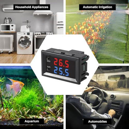 4pcs DC 12V Electronic Temperature Controller Programmable -50 to 110 ℃ Heating/Cooling Thermostat Control Switch Module NTC Waterproof Sensor Probe Dual Color LED Display Monitor