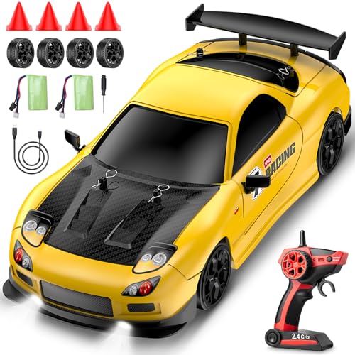 RC Drift Car, 1:14 4WD Drift Remote Control Car 2.4GHz 28km/h Drift RC Car, LED Lights,Racing and Drift Tires RTR for Teens, Kids, Boys