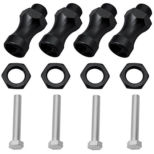 Hobbypark Aluminum 12mm Turn 17mm Hex Wheel Extension Adapter Drive Hub Widener for RC Vehicle Parts (Set of 4)