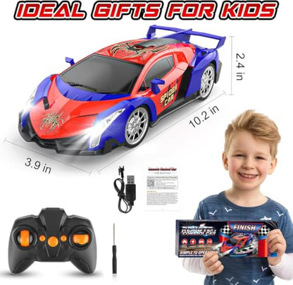 Growsland Remote Control Car, 2.4Ghz Rc Cars for Boys 4-7 8-12, Electric Kids Toys for Kids with Cool LED Lights, Rechargeable Hobby Race Cars Toys for Boys Girls Ages 4-6 5-7 6-8 8-12 Birthday Gift - color: Red1-rechargeable