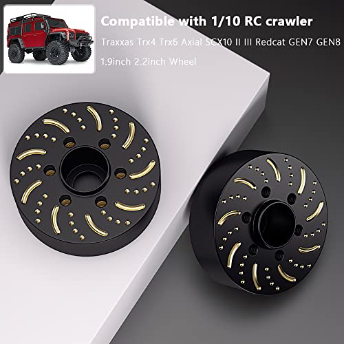 GLOBACT 1/10 Brass Wheel Weights Extended Hex Hub for TRX4 TRX6 SCX10-15mm | Fits 1.9" 2.2" RC Wheel, 432g Counterweight - size: 15mm